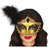 Maschera Lupo Veneziano Barocco Piuma Oro Nero Adulto