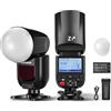 NEEWER Z1-S Flash TTL a Testa Rotonda Compatibile con Sony Fotocamere | Speedlight 76Ws, HSS 1/8000s, Controllo Wireless 2.4G, 3000mAh, 600 Lampi a Piena Potenza, Riciclo 1,5s, Lampada Pilota a LED
