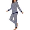 Generic Set di magliette lunghe premaman per allattamento, top manica + pantaloni a righe, pigiama da donna, set premaman e tuta invernale da donna in pile