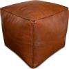 Poufs&Pillows Pouf quadrato in vera pelle - caramello - fatto a mano - consegnato riempito - pouf, pouf, beanbag, poggiapiedi in pelle