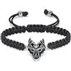 AIWENXI Gioiello per cremazione, bracciale con urna di lupo per cenere, per uomo e donna, anello commemorativo, regolabile, intrecciato