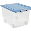 TATAY Scatola con Coperchio 60 L 40x56,5x36,2 cm Plastica ABS Ruote Incluse | Scatola con Coperchio Casa | Design Impilabile | Coperchio con Cerniera | Manici Ergonomici | Plastica Senza BPA, Blu