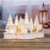 HI Haushalt International 3D Weihnachtsstadt in legno con illuminazione LED - Villaggio natalizio con 10 LED bianco caldo alimentati a batteria - Perfetto come decorazione natalizia interna, decorazione