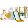 AIYAPLAY 7 in 1 Set Scivolo Bambini con Altalena, Tema Auto, Scaletta, Tunnel, Contenitore e Gradini Antiscivolo, Bianco | Aosom Italy