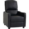HOMCOM Poltrona Relax Reclinabile Manuale 155° con Poggiapiedi, in Pelle PU, per Soggiorno e Camera, 69x91x100cm, Nero | Aosom Italy
