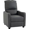 HOMCOM Poltrona Relax Reclinabile Manuale 155° con Poggiapiedi, in Pelle PU, per Soggiorno e Camera, Grigio scuro | Aosom Italy