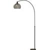 HOMCOM Lampada da Terra ad Arco con Interruttore a Pedale, in Marmo, Ferro e Plastica, 90x26x180 cm, Nero e Grigio Fumo | Aosom Italy