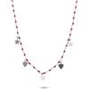 ORO&CO 925 Collana in argento con pietre fucsia e pendenti