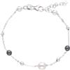 ORO&CO 925 Bracciale in argento 925 con perle bianche e nere oro&co 925 16-19 cm