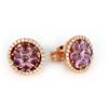 GOLD ART Orecchini in oro rosa con ametista e diamanti