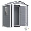 Outsunny Casetta da Giardino Porta Attrezzi in Finitura Effetto Legno Graffiato con Pavimento, 2.12m² Capanno da Giardino con Doppia Porte e Serratura, Tetto Inclinato, 183x134x210 cm, Grigio