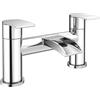 VeeBath Stream - Miscelatore per vasca da bagno rotondo a cascata, finitura cromata, rubinetto da bagno da incasso, miscelatore moderno con ingresso BSP G3/4, design contemporaneo