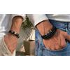 1 Bracciale Da Uomo In Pelle E Acciaio J0723