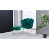 Poltrona Conchiglia Con Pouf Poggiapiedi Contenitore: Blu