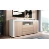 Credenza Yanis Con 3 Cassetti E 2 Ante: Bianco E Sonoma