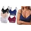 Confezione Da 3 Reggiseni In Pizzo Da Donna: Nero + Bianco + Blu Taglia M