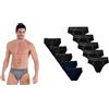 Navigare Pack Di 5 Slip Da Uomo Navigare: Art.702 Assortito (3 Neri + 2 Blu) Taglia M