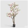 EDG Enzo De Gasperi Magnolia con Foglie, Bocciolo e Vaso H 180 Cm Pianta Artificiale Bianco Rosa