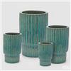 EDG Enzo De Gasperi Set 4 Vasi Glaze Atlas Righe Mix Blu Ceramica