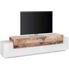 Web Furniture Mobile Porta TV 200 Cm Con 3 Ante A Ribalta Bianco Lucido E Legno Pero Corona