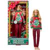Barbie Vacanza sulla neve Bambola | Bambola da collezione con maglione natalizio luminoso, pantaloni a quadri, capelli biondi lunghi, JML09