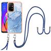 SNCLET Cover con Cordino per Oppo A95 5G Custodia con Collana Staccabile Regolabile Antiurto TPU Edges PC Back Anti Scratch Custodia Marmo Protettiva Case per Oppo A94 5G,Oppo A95 5G,Marmo Blu