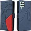 Fatcatparadise Cover per Samsung Galaxy M32, Flip Caso in PU Pelle Case Cover Libro Portafoglio Protettiva Custodia con TPU Sottile Antiurto,[Kickstand][Slot per Schede][Chiusura Magnetica] (Blu)