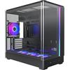MONTECH King 15 PRO - Case PC Micro-ATX, vetro panoramico curvo, flusso d'aria del camino, supporto radiatore da 360 mm, costruzione compatta per sistemi ad alte prestazioni, 4 ventole ARGB PWM