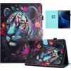 Auslbin Colorata PU Cover Samsung Galaxy Tab A6 2016 10.1 Pollici, Colorata e in Movimento, Bellissimo Motivo, Custodia per Tablet Flip Tab A6 2016/T580/T585 con Supporto, Tigre
