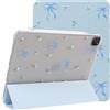 Lovmooful per iPad Pro 11 4-1 Gen Custodia Nastro Fiocco-Blu | Portapenne Carino,Fiore Design,per Ragazze Donne,TPU morbido Tripla Piega Supporto Cover,Antiurto AntiGraffio Protezione