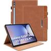 Oduio Custodia per Samsung Galaxy Tab S10 Plus/S9 FE Plus/S9 Plus 12.4 Pollici Cover Protettiva in PU Case Multi-Angli Supporto Pieghevole Coperchio con Tasca, Portapenne, Porta Carte - Marrone