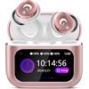 VEKJ Cuffie Bluetooth, mini cuffie per dormire, 48 ore, Bluetooth 5.4 con touchscreen, 2026, senza fili, con cancellazione del rumore ENC, auricolari IPX7, bassi profondi, polvere di ciliegia