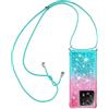 Paekear Custodia per Cellulare con Corda per Xiaomi 13T 5G/Xiaomi 13T Pro 5G Case, Liquido Sabbie Mobili Bumper TPU Cover con Collana Practical Stylish/Necklace Cordoncino Cordino Tracolla, Rosa & Blu