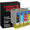 Terryshop74 Set 4 Cartucce Compatibile con Epson 16XL Alta Capacità - Nero, Ciano, Magenta, Giallo - Inchiostro Compatibile con Stampanti Epson WorkForce WF-2010W WF-2510WF WF-2520WF WF-2530WF WF-2540WF