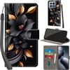 PHINIENLAND Cover per Xiaomi 14T Pro custodia portafoglio Fiori | 3 scomparti carte, 1 tasca banconote, Chiusura magnetica, Supporto, Pelle PU flip cover per Xiaomi 14T Pro