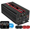 JIGUUN 6000W/12000W Inverter 24v 220V onda pura Trasformatore | Telecomando, due prese UE + porta USB + porta Type-C; adatto per camper, campeggio, emergenze, ecc.