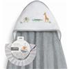 Interbaby Mantellina da bagno per neonati Interbaby + cappellino regolabile, ricamo Savanna