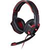 No Fear Cuffie da gioco - Con illuminazione a LED - Cavo da 1,5 m - Cuffie con microfono - Design Over-Ear - Stabile e confortevole - Nero/Rosso
