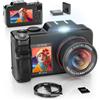 LIYTIFOR Fotocamere Digitali 5K per Fotografia, Zoom 80MP 18X Nero Carbone | 2026 Aggiornamento 3,5 +2 Doppio schermo per fotocamera Vlogging autofocus self-framing per YouTube/Creatori di contenuti