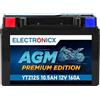Electronicx YTZ12S AGM Batteria Moto 12V 10,5Ah 160A - Batteria avviamento sigillata e senza manutenzione per moto, scooter e powersport - compatta, antivibrazioni, a prova di perdite, pronta all'uso