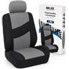 BOOST Coprisedile Auto Universale Singolo, Coprisedile Anteriore con Poggiatesta, Universale per Auto, SUV e Furgoni, Protegge da Usura e Sporco, Lavabile (Grigio, Singola)