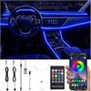 QAUBEN Kit di illuminazione ambientale interno auto 64 colori APP Control + RF Telecomando Luce atmosfera Luce fai da te Multicolore memoria musica attiva auto Illuminazione interna 3m Fibra ottica