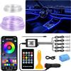 Sunshine smile Illuminazione interna a LED per auto, 6 M/5 in 1 RGB, 12 V, illuminazione a LED, app e controllo remoto, illuminazione interna laser, illuminazione multicolore