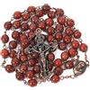 Nazareth Store Collana rosario con perline in pietra naturale Design in rame antico Medaglia del suolo sacro e croce in sacchetto di velluto - Rosari cattolici Terra Santa Gerusalemme
