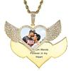 OTXIXTO Collana con Foto Personalizzata con medaglia di Rame Incisione di Testo/Nome Memoria Ciondolo a Forma di Cuore con Catena con Ciondolo Hip Hop