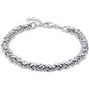 Aka Gioielli® - Bracciale Nodini Intrecciato in Argento Sterling 925, Bracciale Donna Argento 925 Realizzato a Mano, Braccialetto Regalo Donna e Ragazza - Lunghezza regolabile