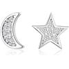 Kamise Orecchini da donna in argento 925, in argento Sterling 925, per donne e ragazze, ipoallergenici a forma di stella e luna, con zirconi, 8 mm, piccoli orecchini per dormire