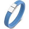 Ayoiow Bracciale A Sfere Acciaio Uomo Pelle Bracciale Intrecciato con Fibbia d'Argento Bracciale in Acciaio per Uomo