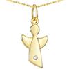 MATERIA by Matthias Wagner Materia Ciondolo a forma di angelo in oro con catena, in argento 925, placcato oro con zirconi, regalo per battesimo, compleanno, Argento sterling, Zirconia cubica