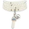 Self-Discovery Mala Braccialetto di perle Mala naturali 108, collana di consapevolezza con ciondolo Yoga Buddha Zen e ciondolo prisma esagonale in quarzo Reiki
